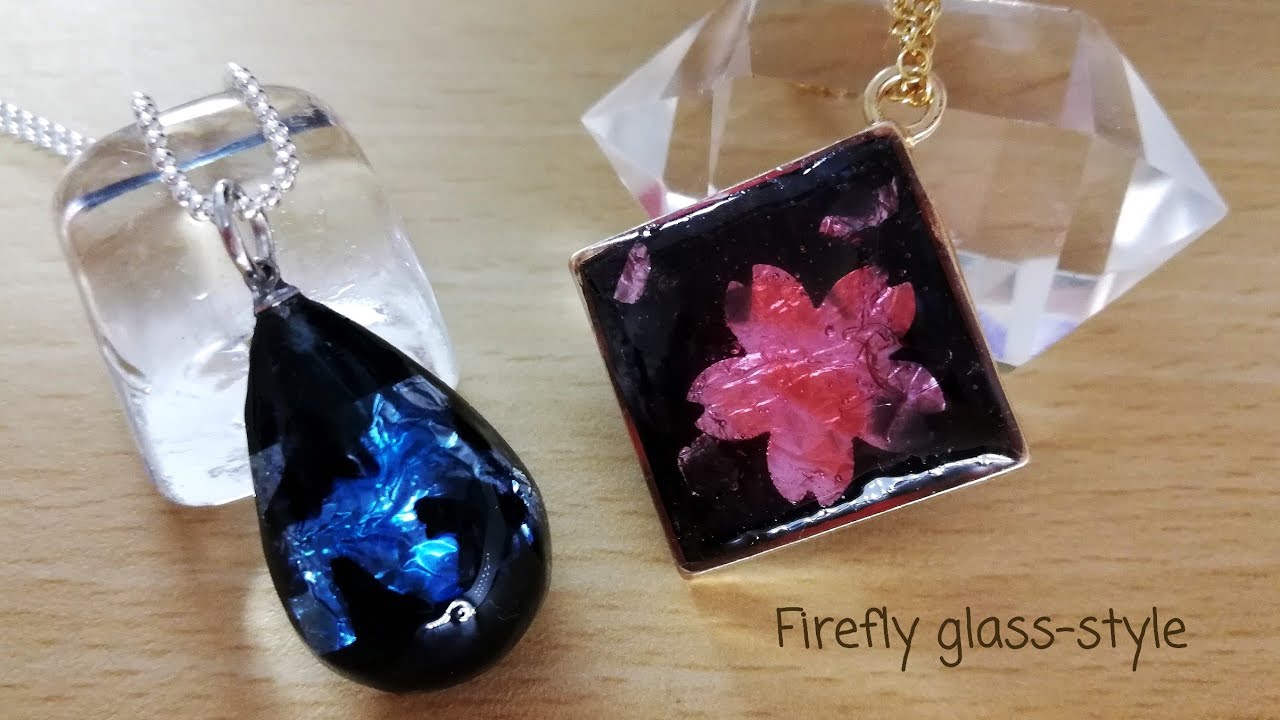 レジン＆アルミホイル🌸ホタルガラス風ペンダントトップにチャレンジ！resin accessory/glowfly glass with aluminum foil ✨