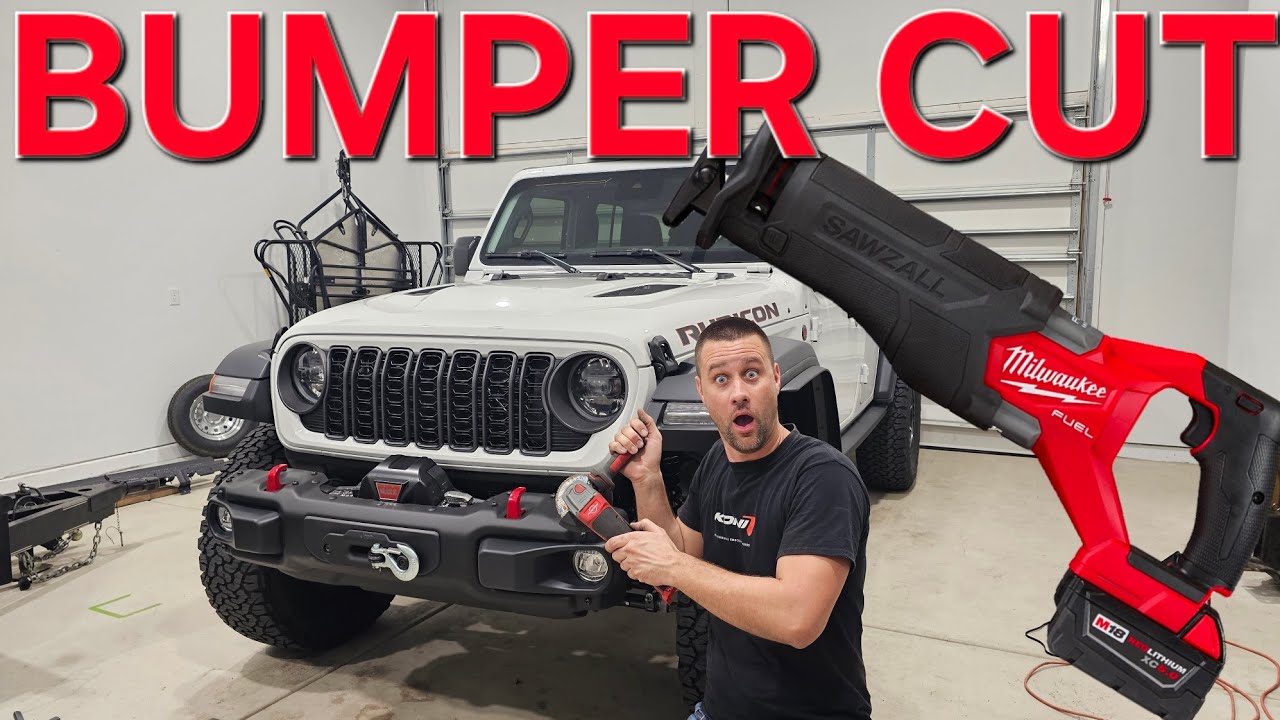 Ремонт бампера с заводской лебедкой для Jeep Wrangler Rubicon JL 2024 года.