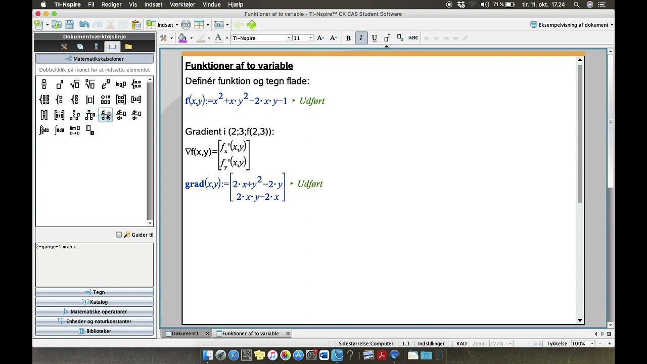 Funktioner af to variable: Gradient
