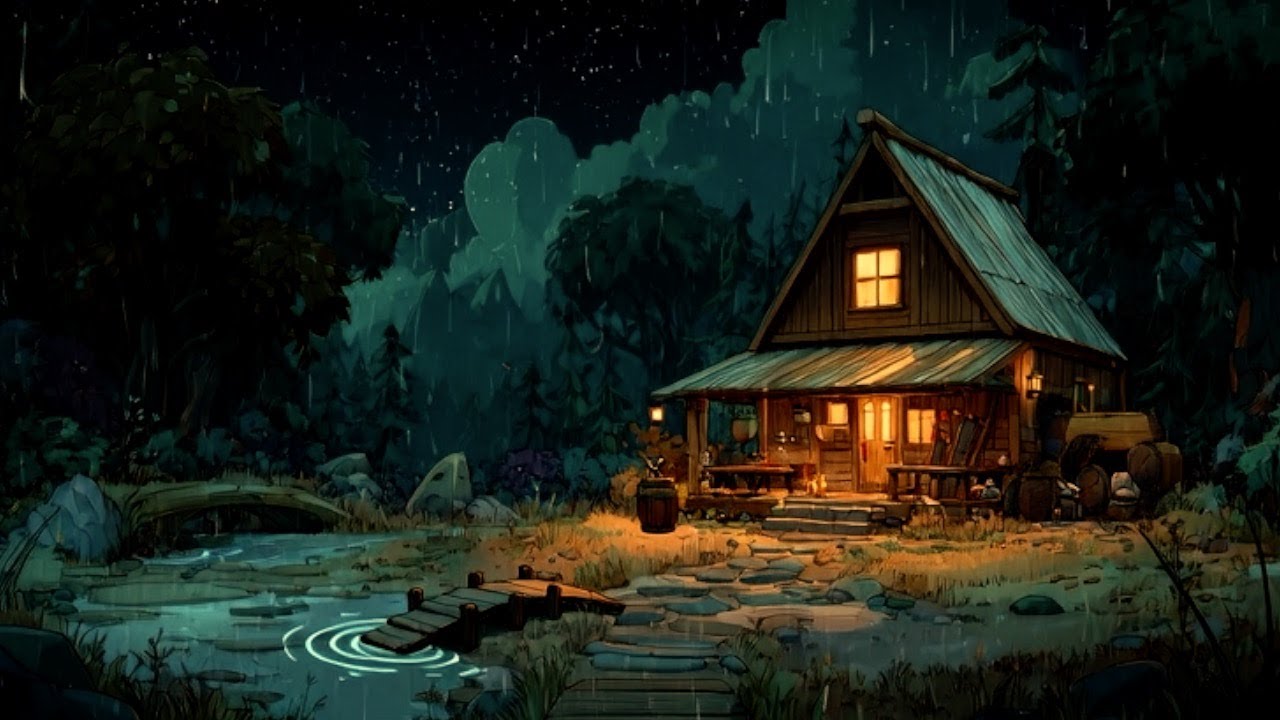 A Warm Cabin on a Rainy Night ☔ 3 Hours of Peaceful Rain Sounds