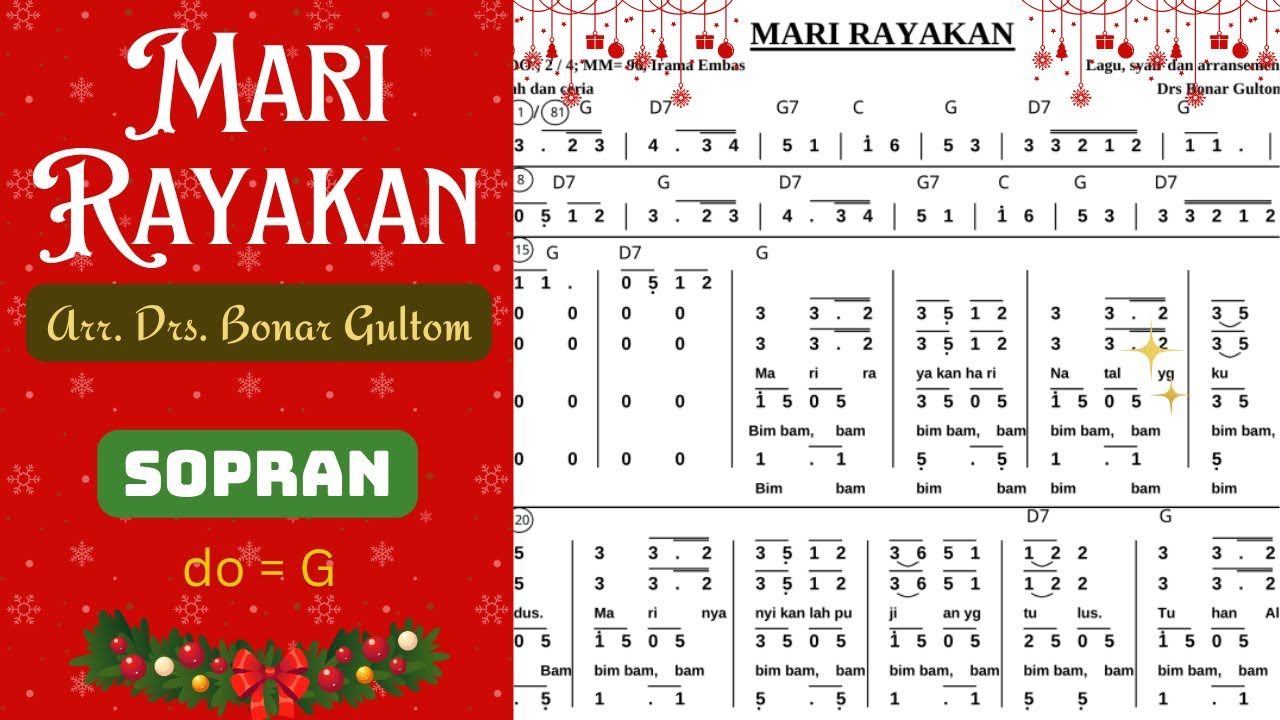 MARI RAYAKAN – Lagu Natal Paduan Suara (Versi SOPRAN) | Arr. Drs. Bonar Gultom | Choir Practice