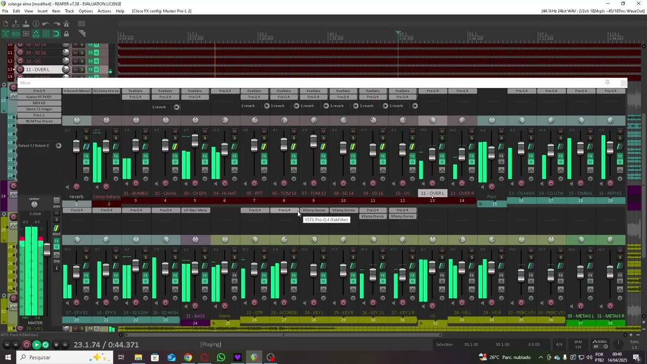 Mixagem e Masterização Solange Almeida - Abertura (Estudos no Reaper Multitrack)