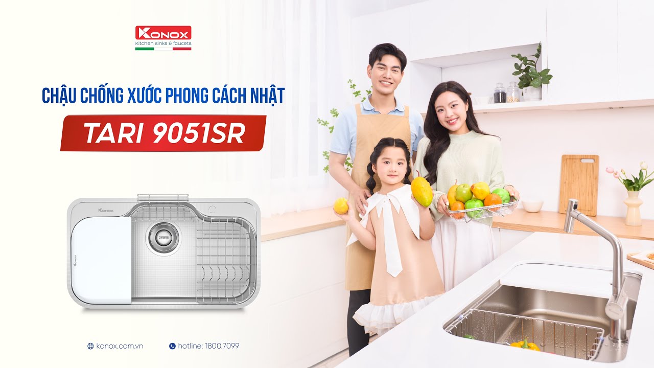 Chậu chống xước phong c&aacute;ch Nhật | TARI 9051SR | Chậu rửa b&aacute;t 1 hố Konox