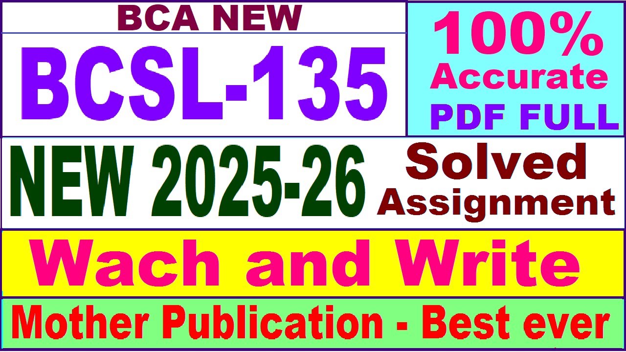 BCSL 135 solved assignment 2025-26 in English || bcsl 135 solved assignment 2026 || bca bcsl135