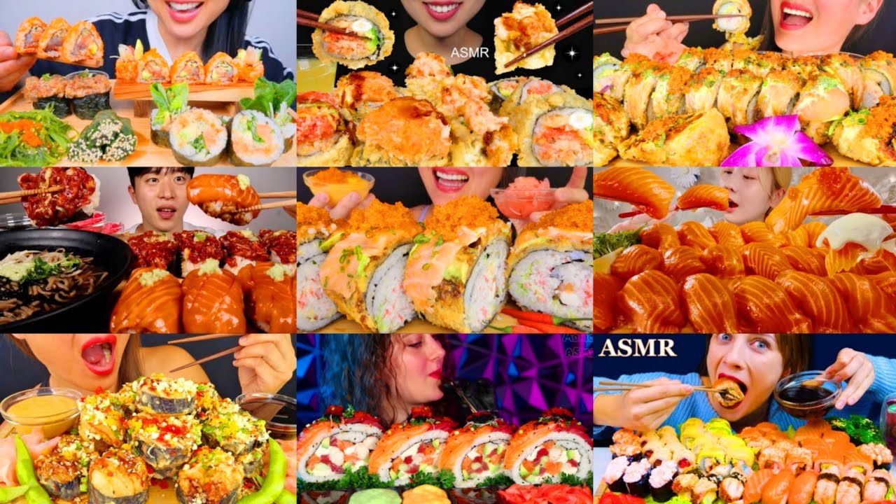 ULTIMATE SUSHI MUKBANG COMPILATION - BIG BITES DELICIOUS SUSHI EATING SHOW 💯 SATISFYING SOUND