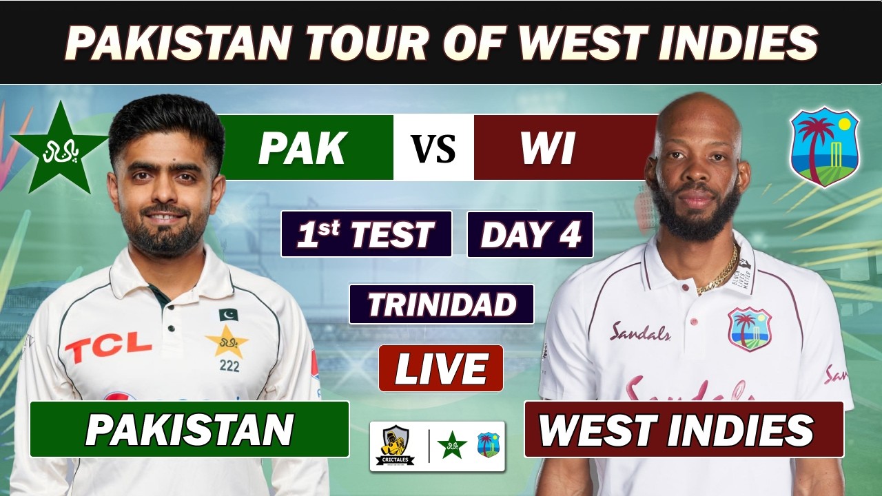 PAKISTAN vs WEST INDIES 1st TEST MATCH DAY 4 LIVE COMMENTARY | PAK VS WI LIVE