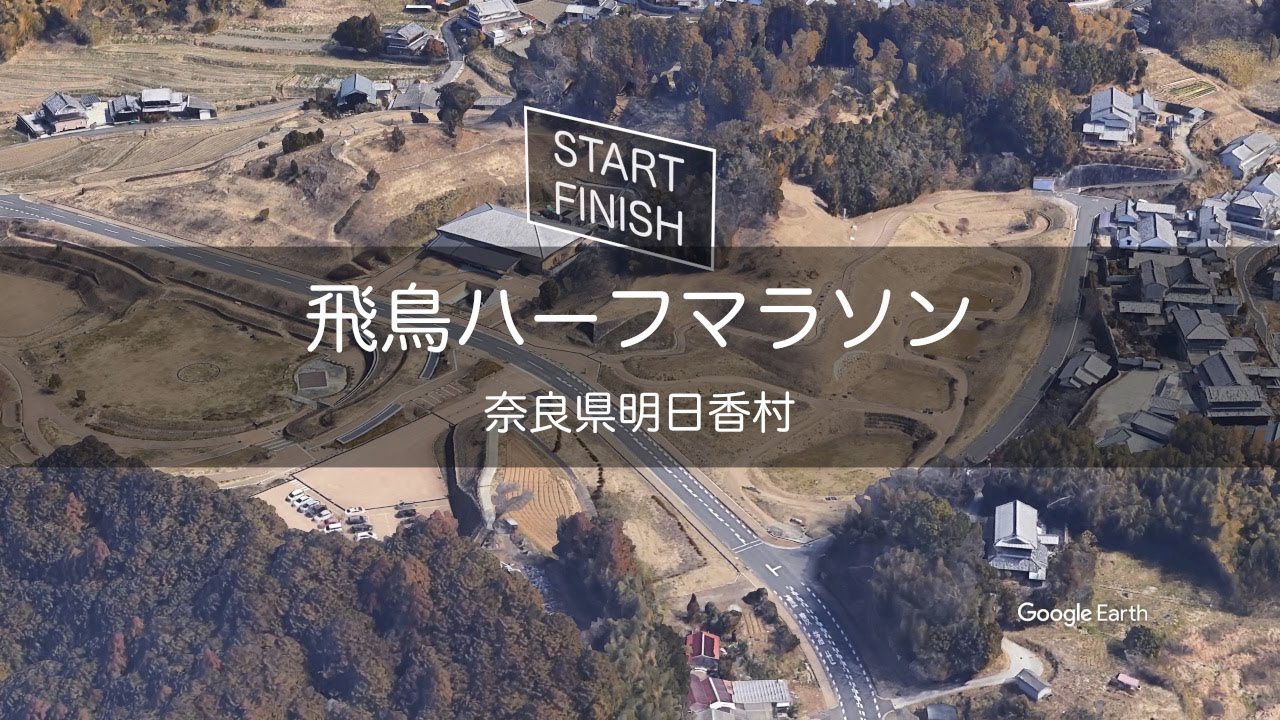 飛鳥ハーフマラソンコースを空から見る[2023][Google Earth]
