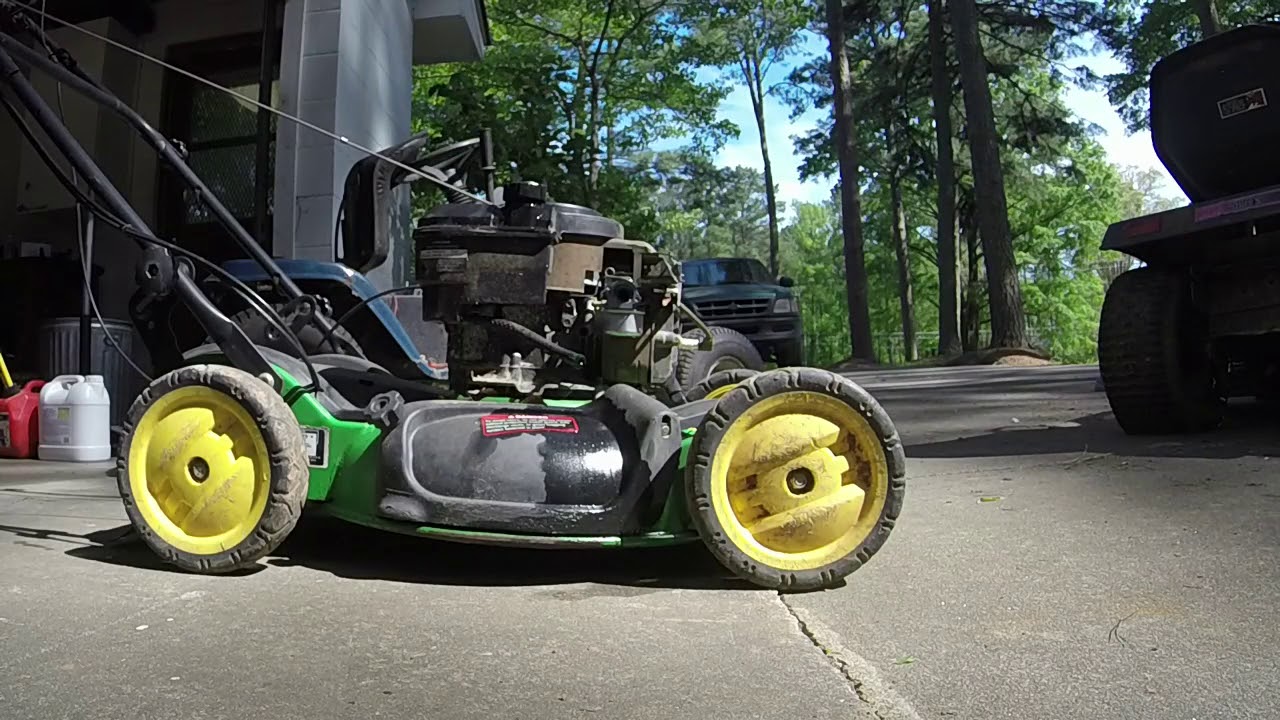 John Deere JS63 push mower replace stop cable, adjust self propel, putting back together