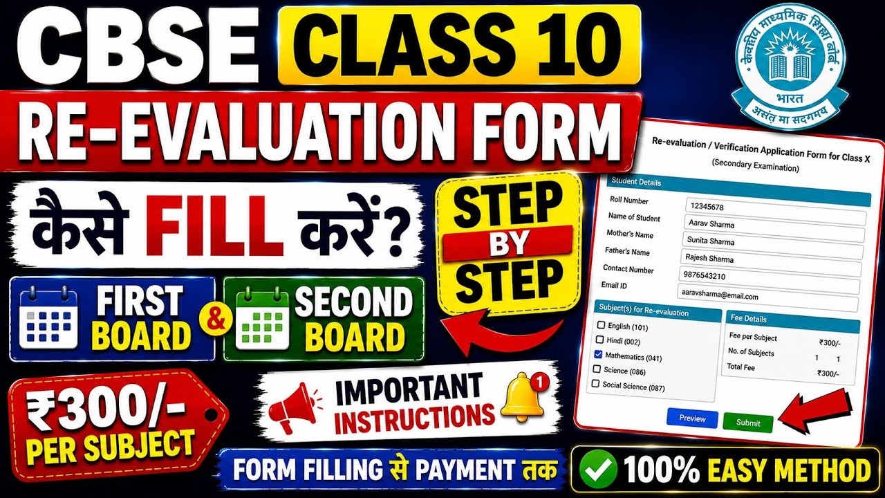 How to Fill Out the CBSE Class 10 Re-Evaluation Form? Step by Step | Complete Process 2026