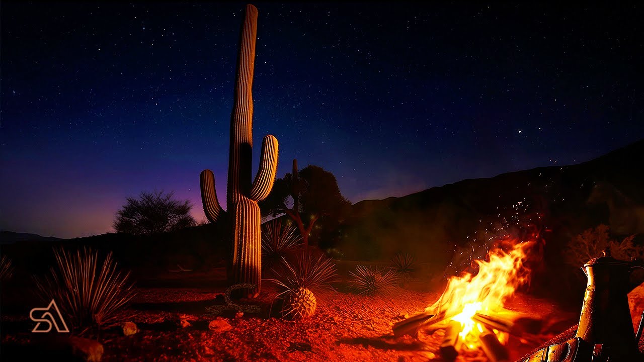 Wild West Campfire | Desert Ambience & Wind | 1870 Frontier Night Sounds