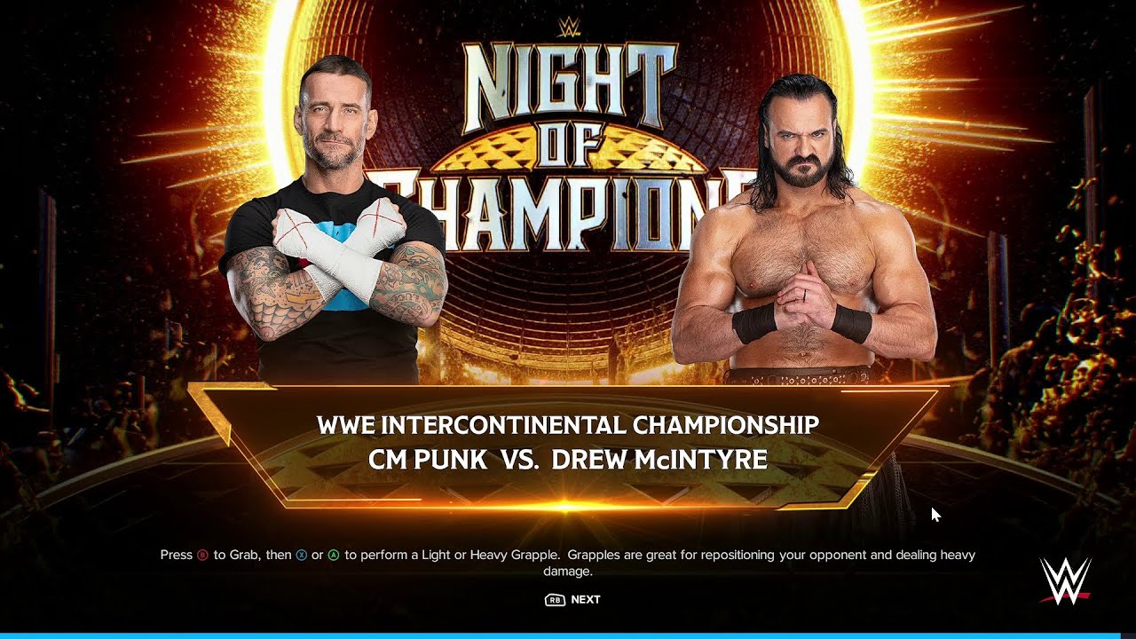WWE 2K24 FULL MATCH —  CM Punk vs. Drew McIntyre — Intercontinental Title Match!