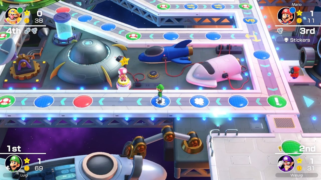 Mario Party Superstars #33 Space Land Mario vs Luigi vs Wario vs Waluigi