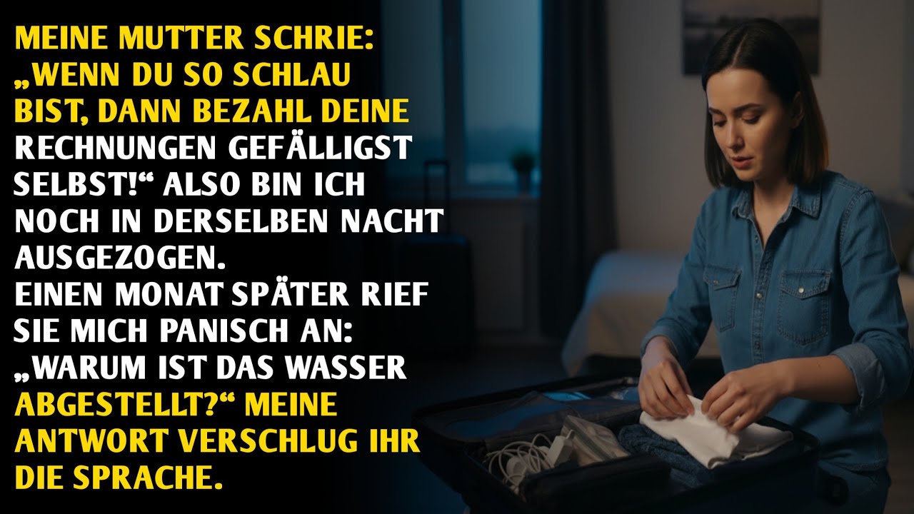 Meine Mutter schrie: „Wenn du so schlau bist, dann bezahl deine Rechnungen selbst!“ – Also habe ich.
