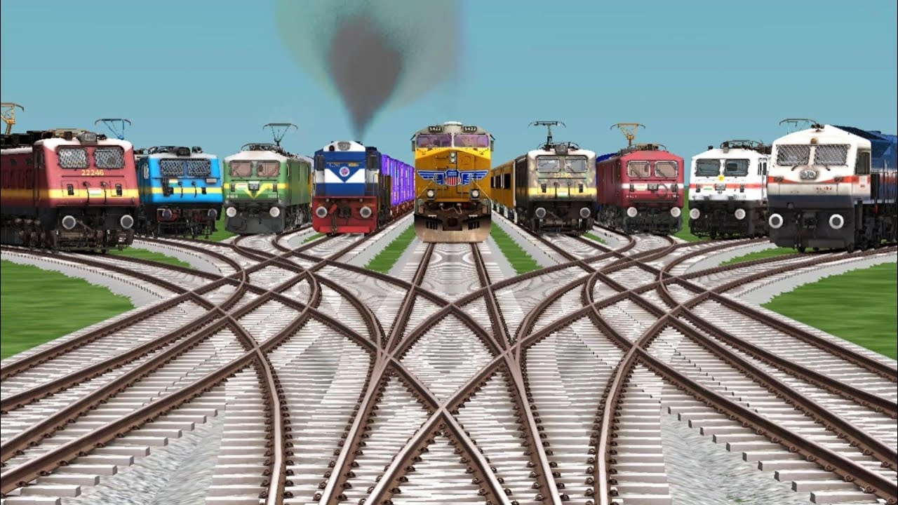 All🍷Fake Trains Crossing Crazy Curved Tracks | Train Gameplay | Train Simulator Classic 