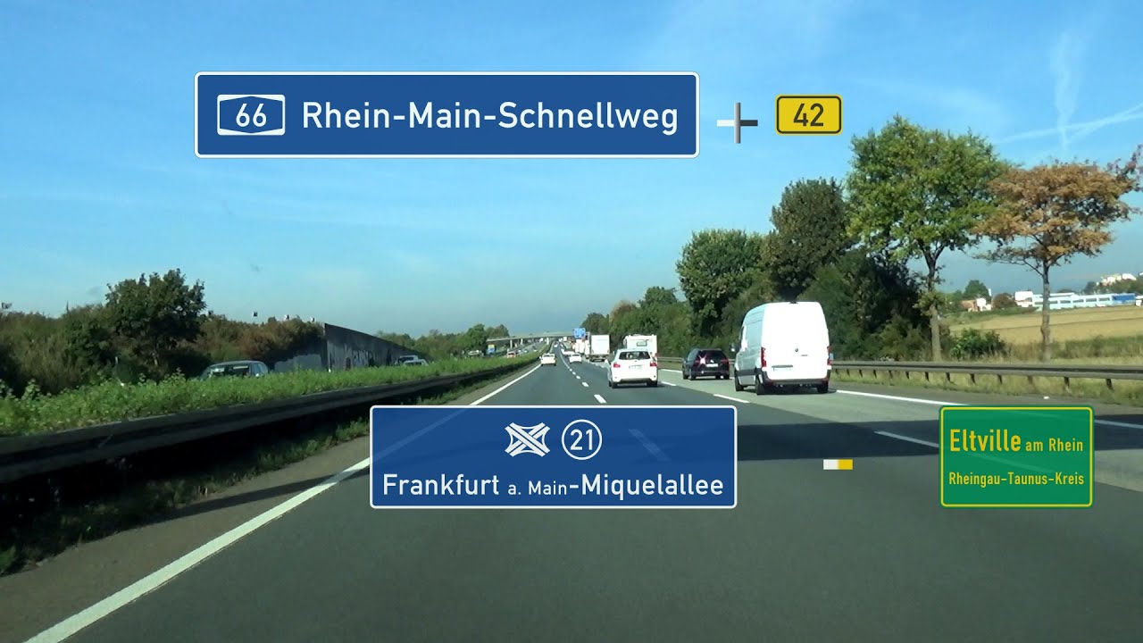 🇩🇪 A66 + B42: Frankfurt a. Main-Miquelallee - Eltville a.Rh. (3x)