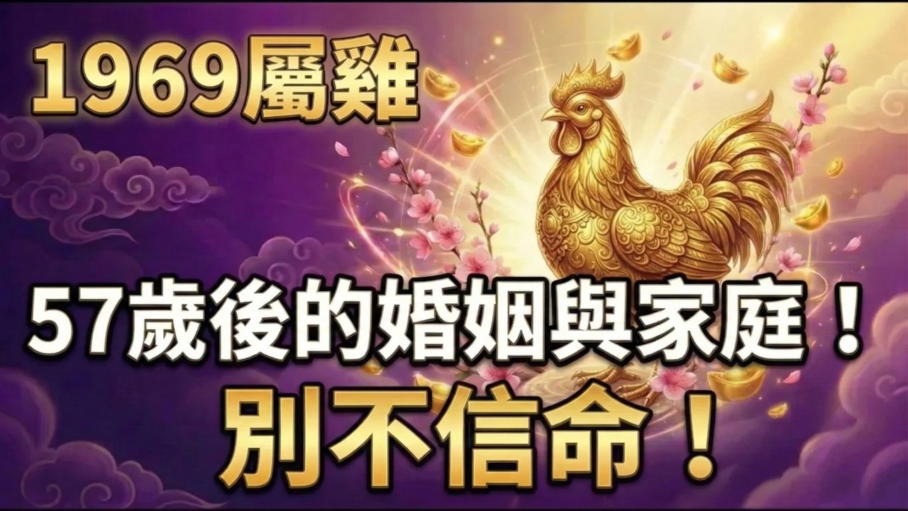 別不信命！1969年屬雞人，57歲後的婚姻與家庭：這是你命裡帶來的「天定之福」！#1969年屬雞 #2026年生肖雞運勢 #風水 #婚姻 #轉運 #1969年生肖雞 #屬雞2026年運程 #屬雞家運