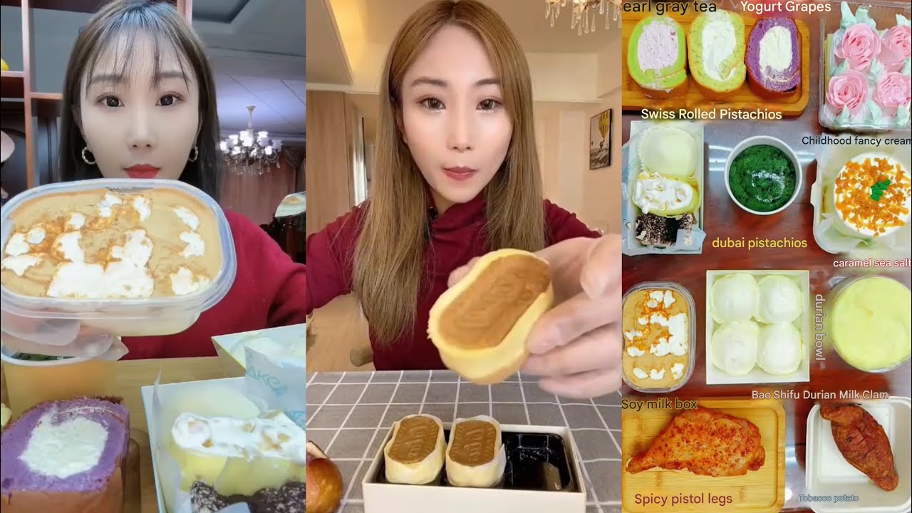 Dessert Mukbang | 🍵Matcha Towel Roll,Cream Cake,Mochi,Mini Cake,Cheese Cake,Container Cake