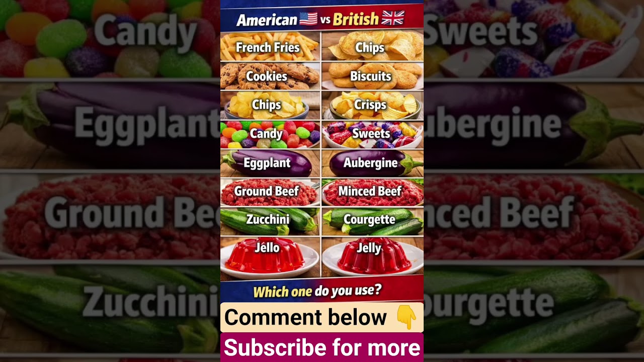 American vs British Food English 🇺🇸🇬🇧 | Same Food, Different Names! 