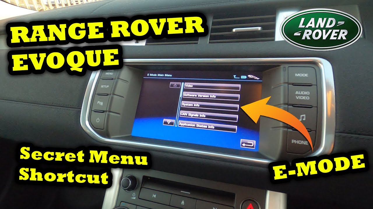 Range Rover Evoque Secret Infotainment E Mode Menu - Calibrate Screen / Software Version - HOW TO
