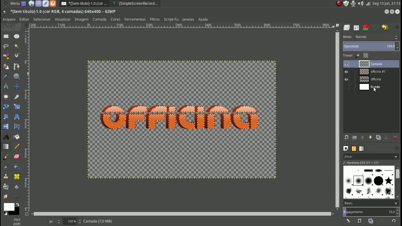 Como fazer texto 3D no gimp.