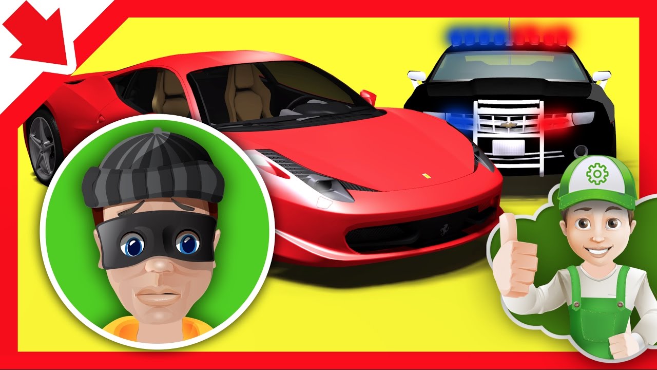 Dibujos de policias para niños. Coches de policías. Sargento cooper Dibujos animados autos locos.
