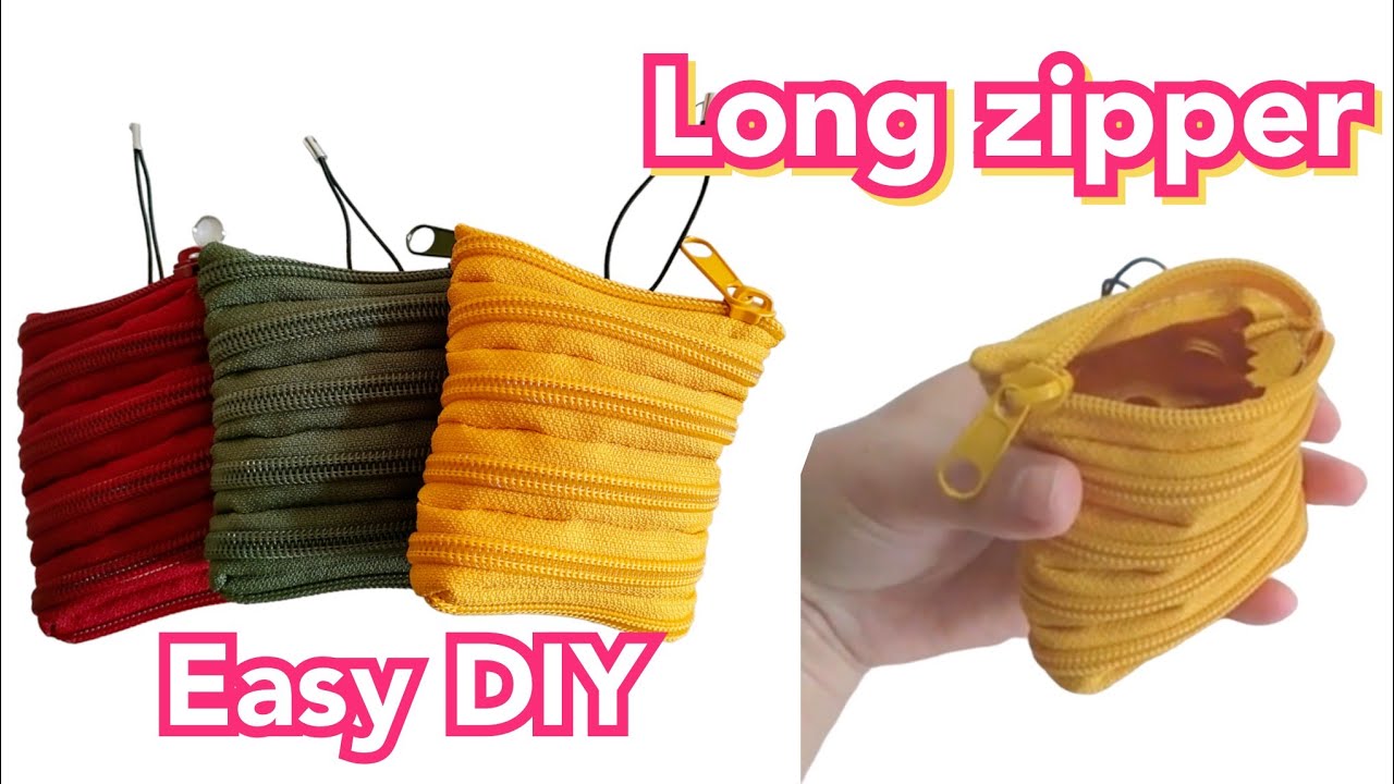 簡単すぎる！ロングファスナーの面白いポーチの作り方【Easy DIY】 Long Zipper Pouch Super Easy Tutorial.