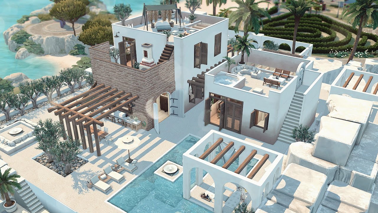 Mediterranean beach house || The Sims 4 Speed build