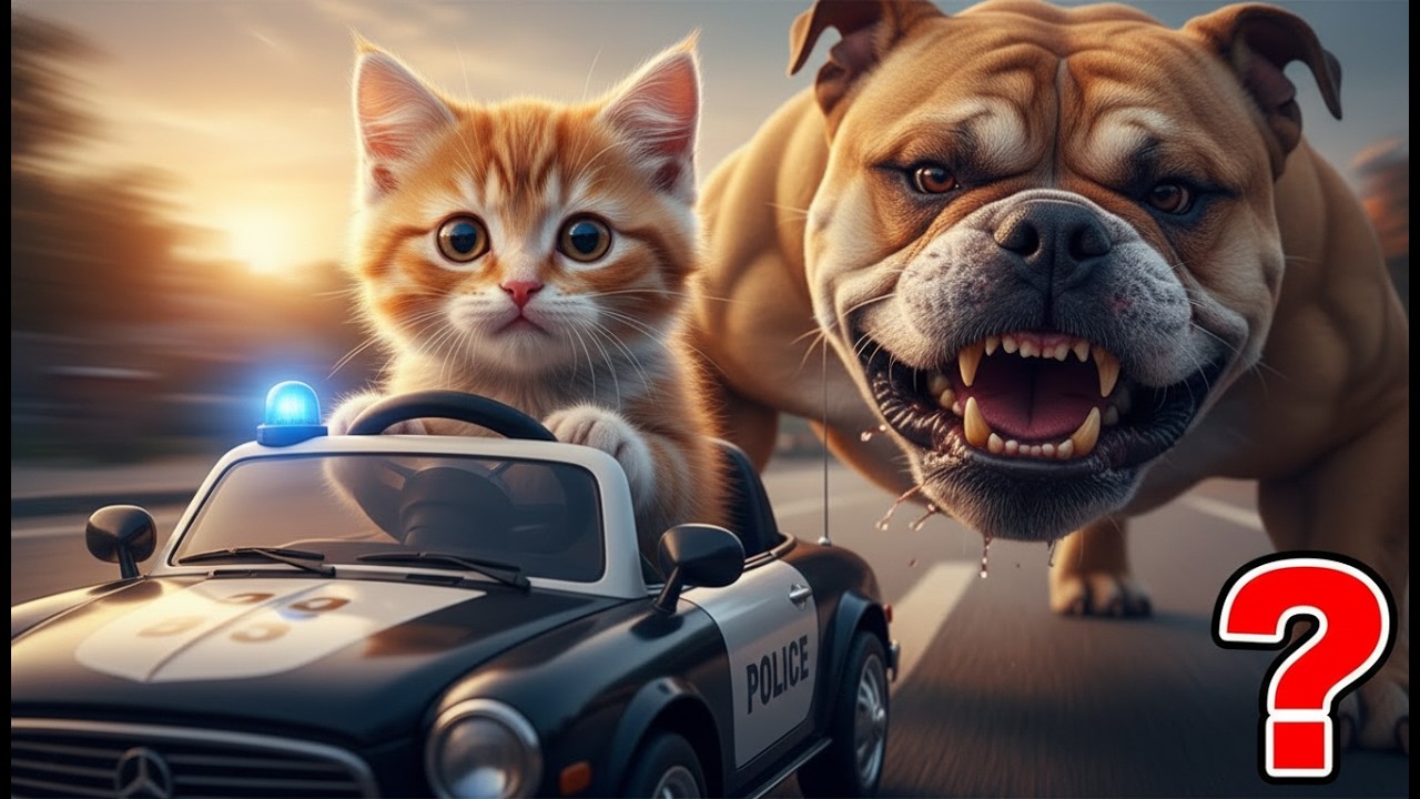 🐱 Brave Kittens on a Rescue Mission Toy Police Cars vs  Bulldog to Save Mom!