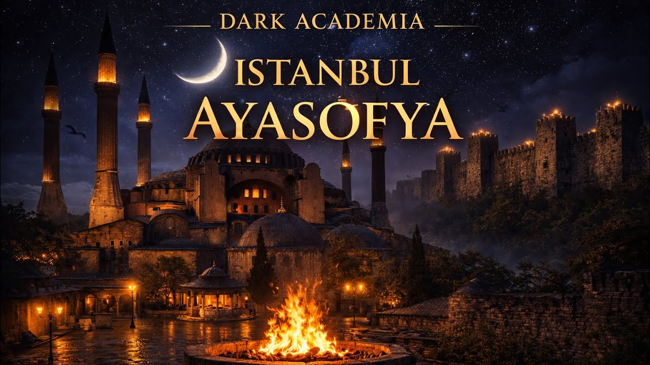Dark Academia Istanbul Ayasofya – Rain & Piano Ambience