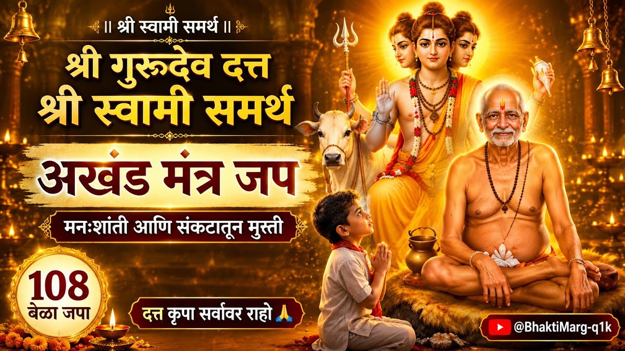  श्री गुरुदेव दत्त | श्री स्वामी समर्थ अखंड मंत्रजप | मनःशांती आणि संकटातून मुक्ती 🙏| घरात सकारात्मक