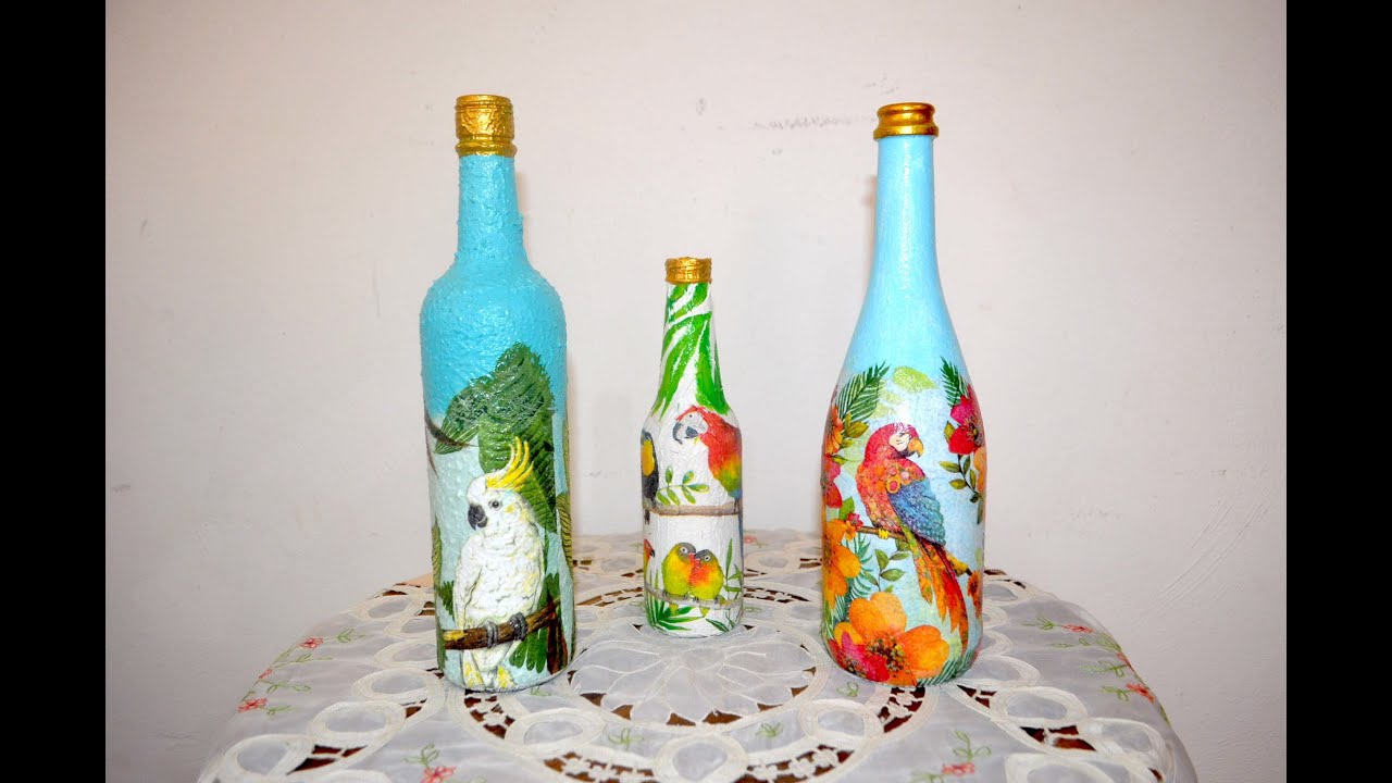 3 Botellas Tropicales. Ideas fáciles.