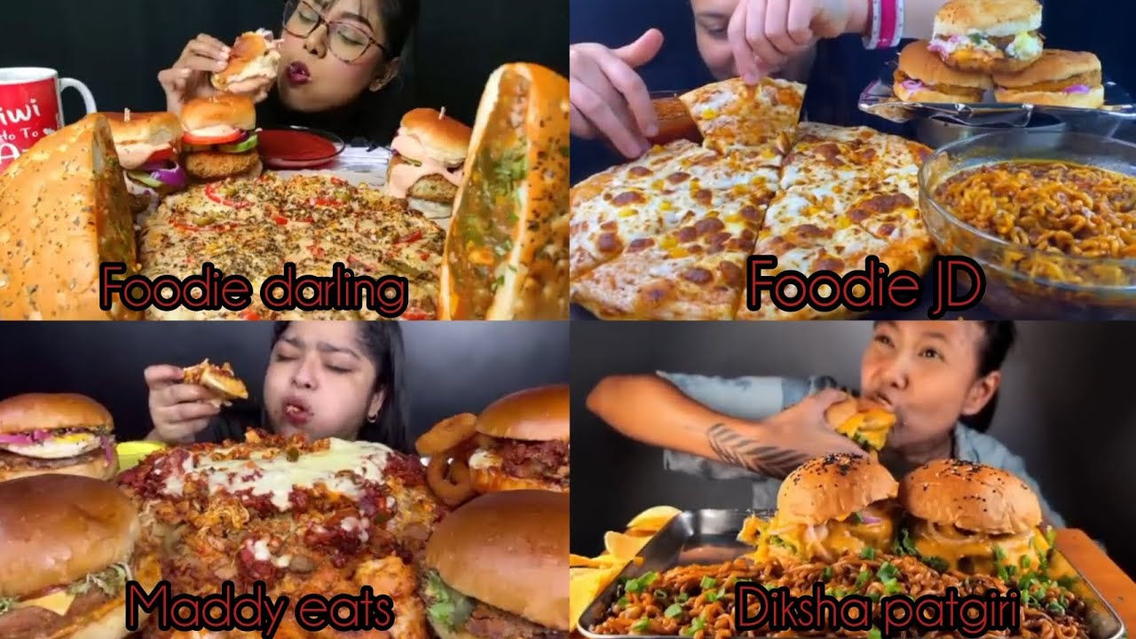 ASMR eating pizza & burger 🍔@MaddyEats @FoodieDarling @FoodieJD @DikshaPatgiri #indianfood#bigbites 