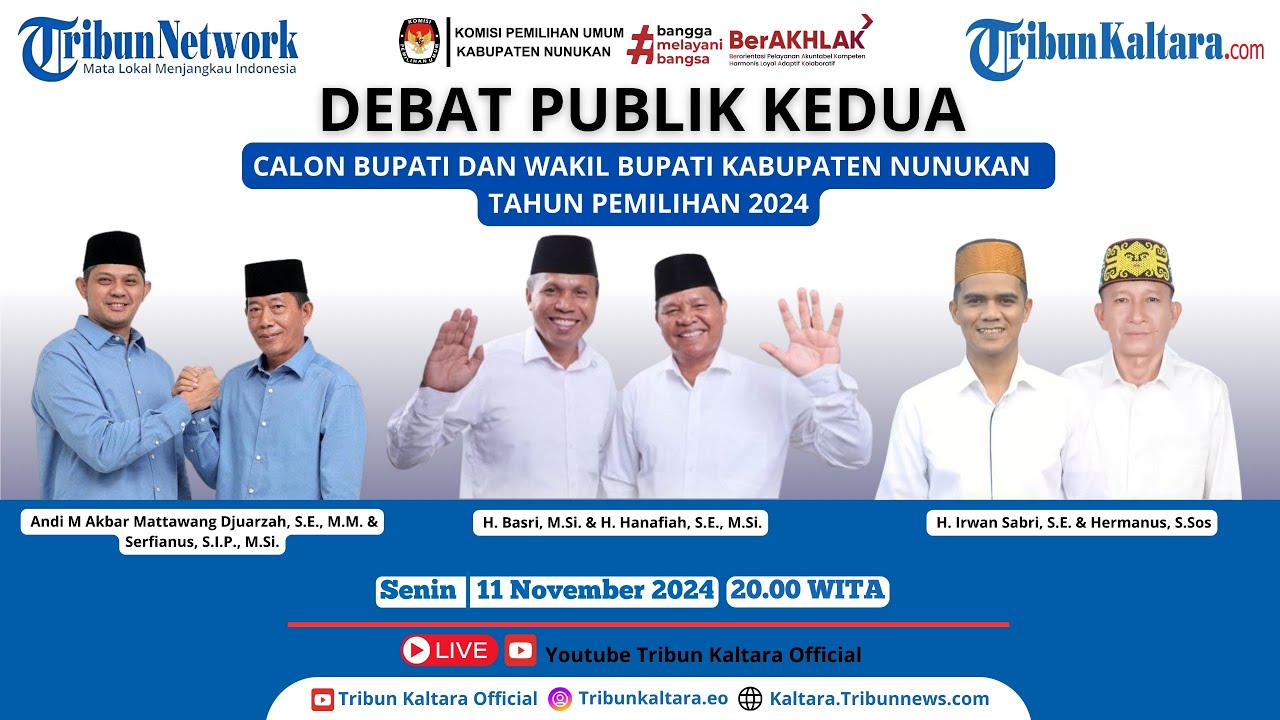 🔴 DEBAT KEDUA PASANGAN CALON BUPATI DAN WAKIL BUPATI KABUPATEN NUNUKAN TAHUN 2024