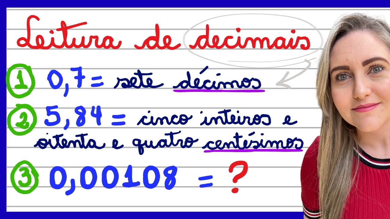 LEITURA DE NÚMEROS DECIMAIS! ESCREVER POR EXTENSO! DÉCIMOS, CENTÉSIMOS E MILÉSIMOS! EXPLICAÇÃO!