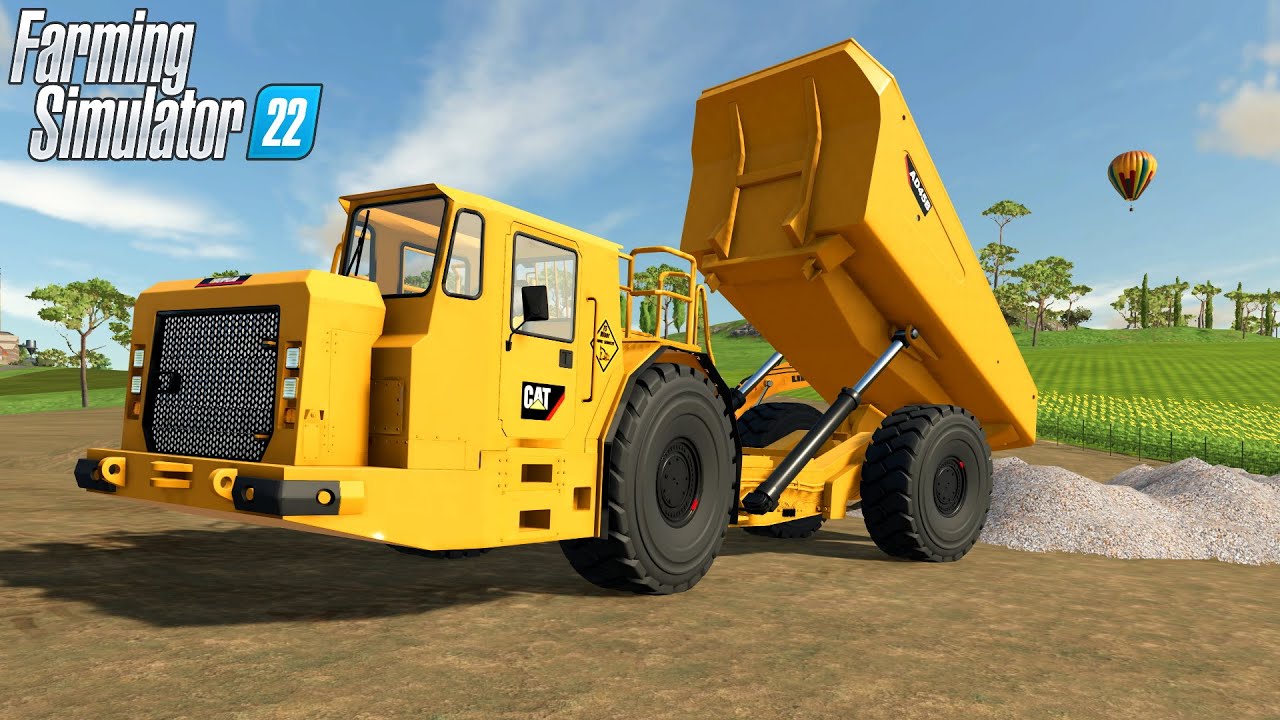 Farming Simulator 22 - CATERPILLAR AD45B Underground Dump Truck Unloads Gravel