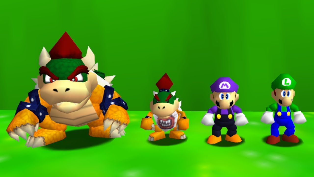 Mario, Luigi, Bowser and Bowser Jr. in Mario 64 - Full Game 100% Walkthrough