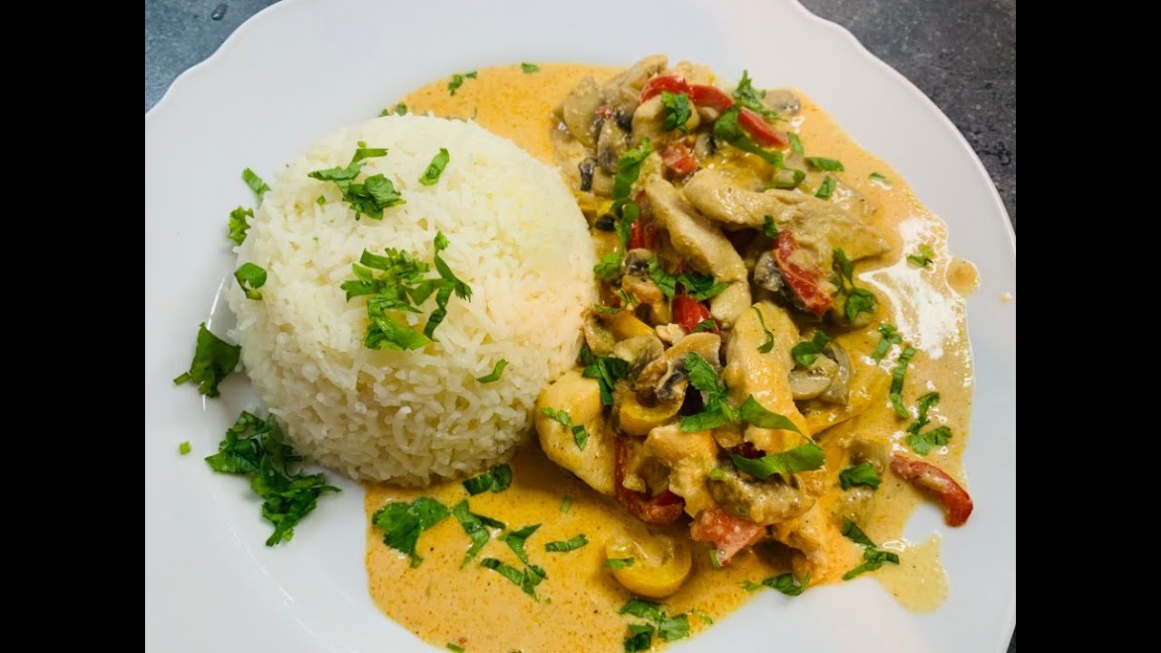 Hähnchengeschnetzeltes mit Champignons und Paprika! Das BESTE Rezept der Welt 😍​