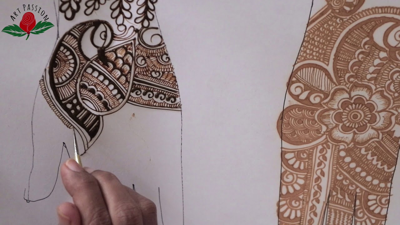 Intricate ganesha,peacock and floral modern style bridal mehendi design