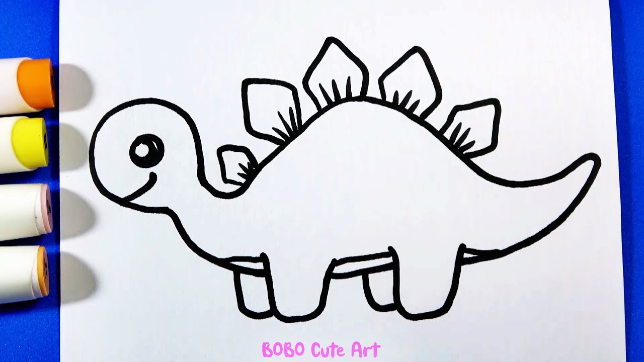 How to Draw a Cute Dinosaur step by step | BOBO Cute Art