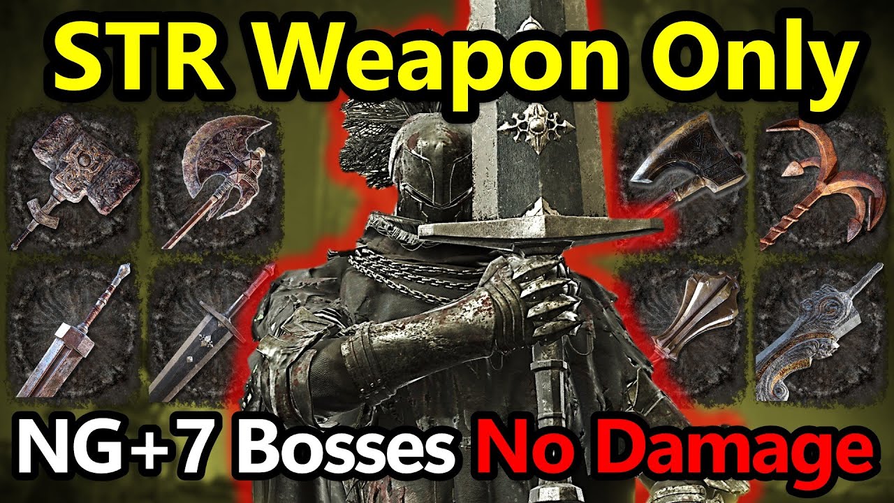 Elden Ring - Strength Weapons Build vs NG+7 Bosses (No Damage)