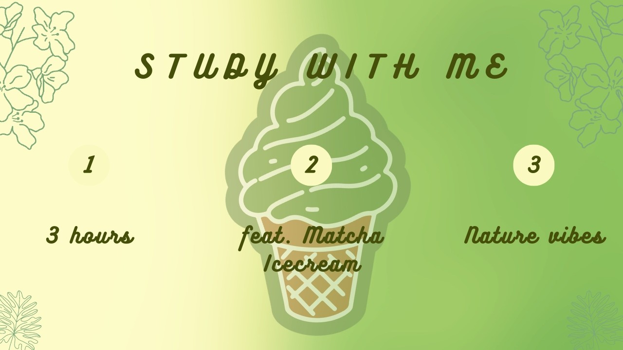 💚 Matcha Icecream 3hrs Study with me | Deep Work + Lofi ADHD Study Music I No Ads I #studyincafe