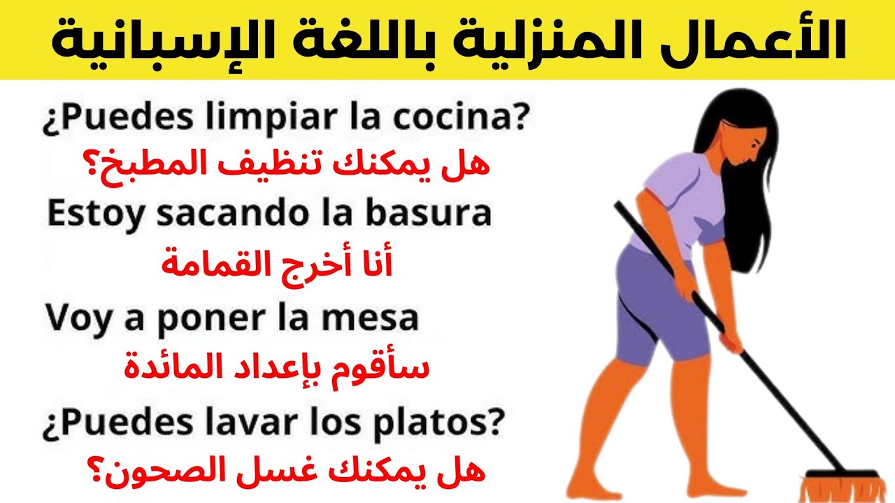 قوي رصيدك في اللغة الاسبانية الاعمال المنزلية Las tareas domésticas en español #تعلم_اللغة_الاسبانية
