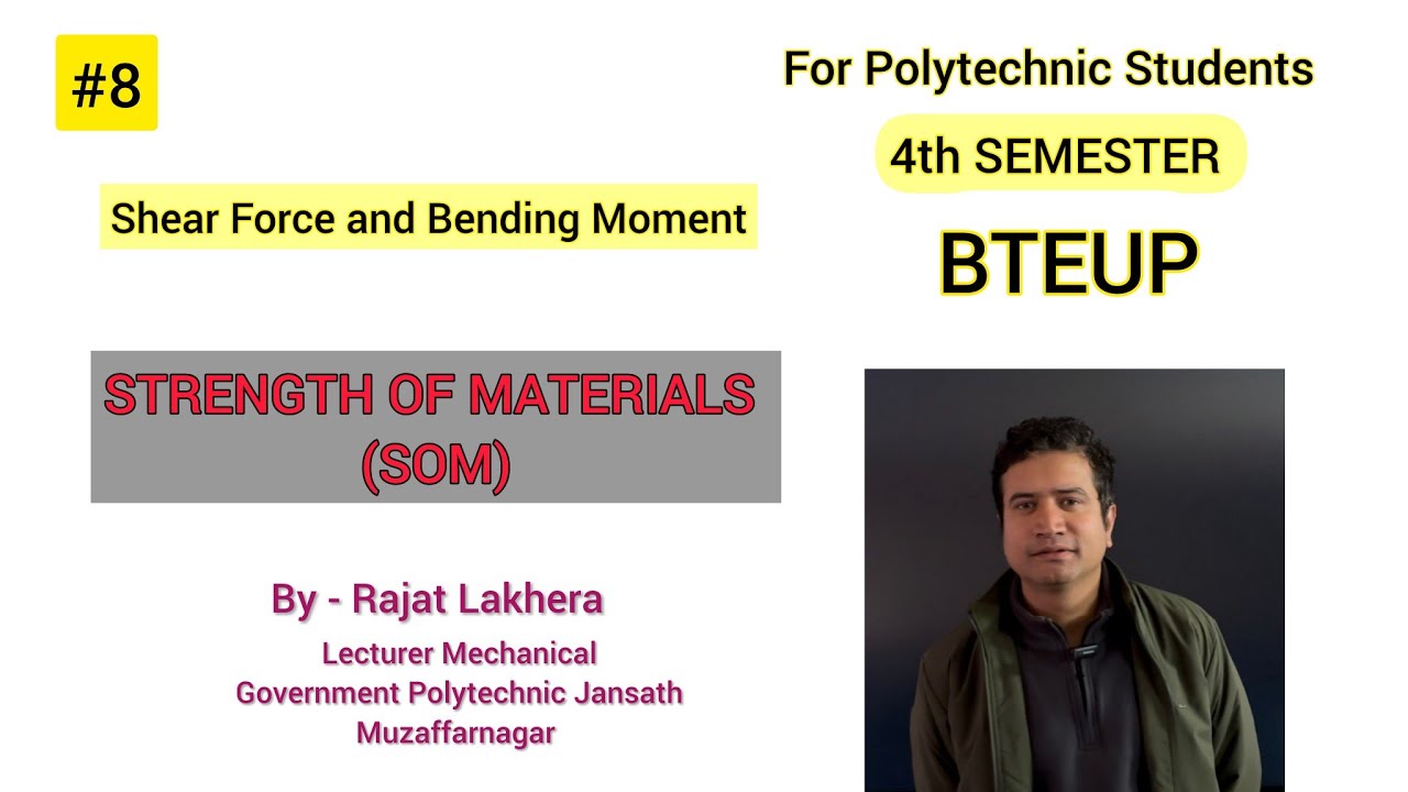 Strength of Materials |Shear Force and Bending Moment|2nd Year Diploma(part8)|BTEUP
