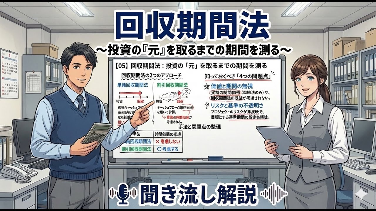 【重要論点・聞き流し】回収期間法『回収期間法の致命的な弱点とは？』（事例４）