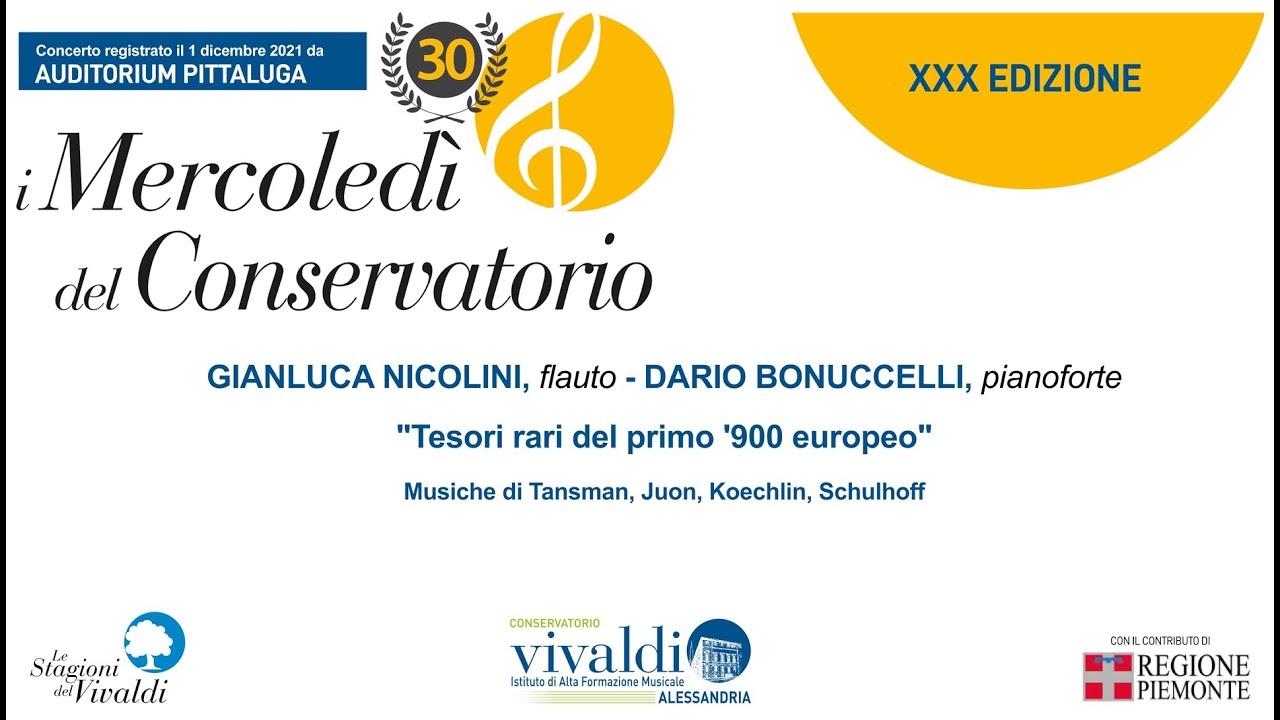 I MERCOLEDI' DEL CONSERVATORIO XXX - Inaugurazione - Duo Nicolini-Bonuccelli, flauto e pianoforte