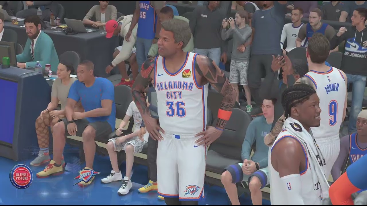 Okc dog walk the top seed Detroit pistons in NBA 2K 26 my career