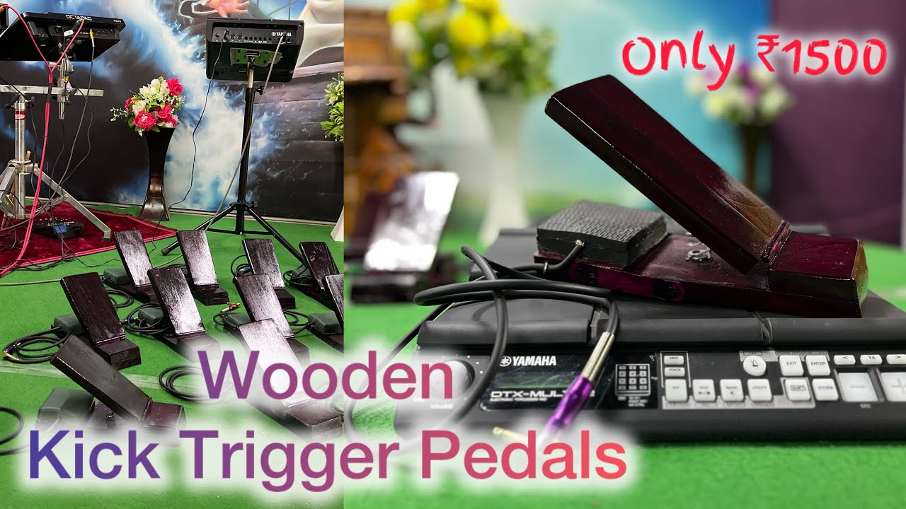 Wooden Kick Trigger Pedals for all Rhythm Pads | Yamaha DTX M12, Roland Spd 30, Spd SX, Rockstar 20