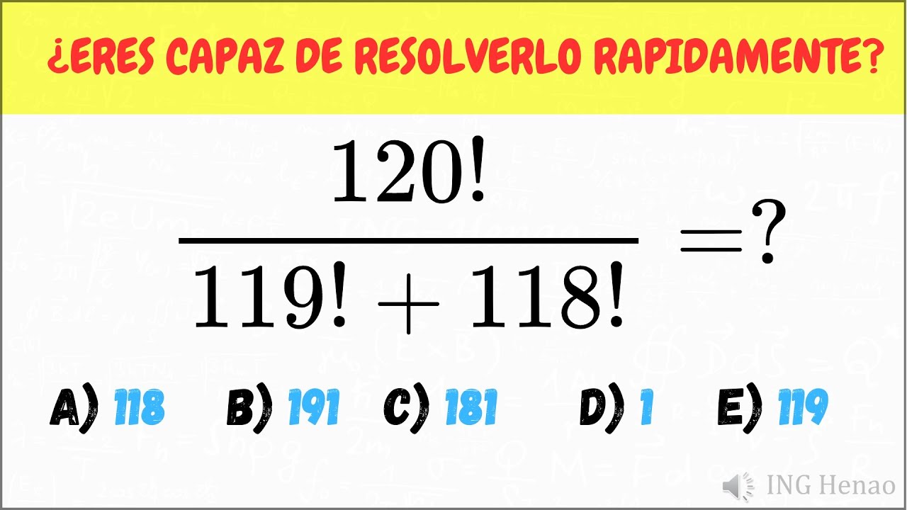 🕰️⏲️¿PUEDES SIMPLIFICAR PARA SABER EL RESULTADO? Ejercicios con factoriales.