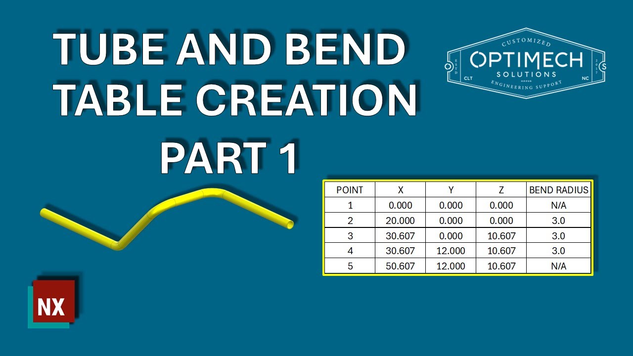 Tube and Bend Table Creation - Part 1 | Siemens NX