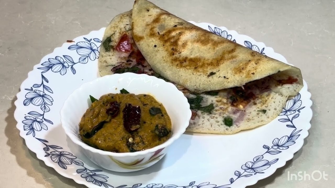 Delicious Uthappam with tomato chutney recipe 